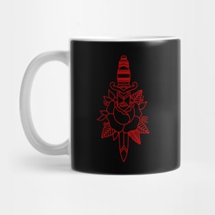 HomeSchoolTattoo Dagger and Rose RED Mug